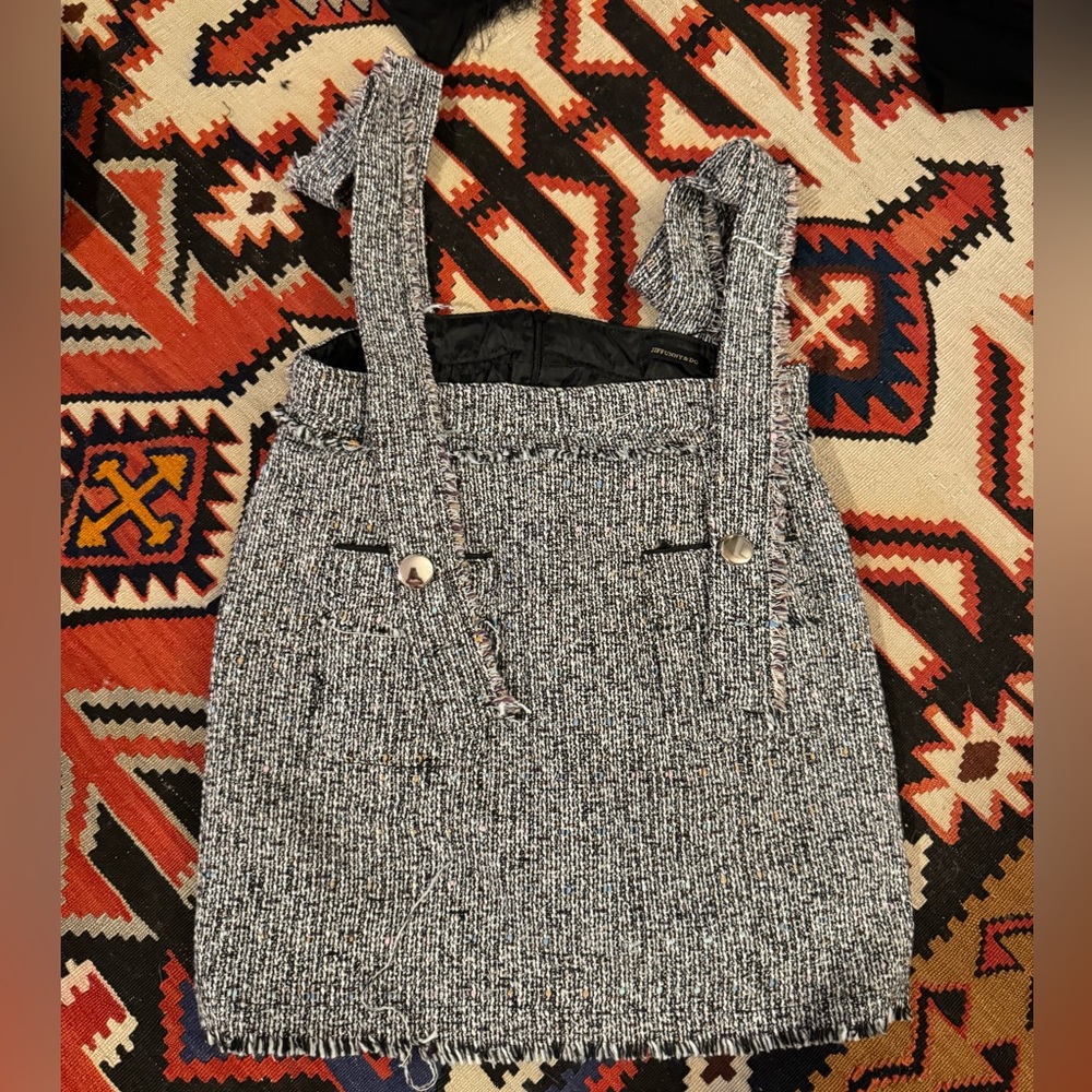 Formal Tweed Skirt with Shoulder Straps